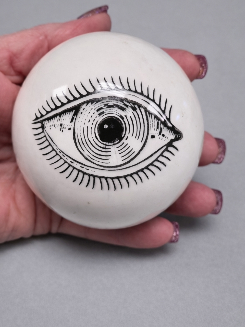 VTG White Ceramic Eye ball Art By PIERO FONASETTI